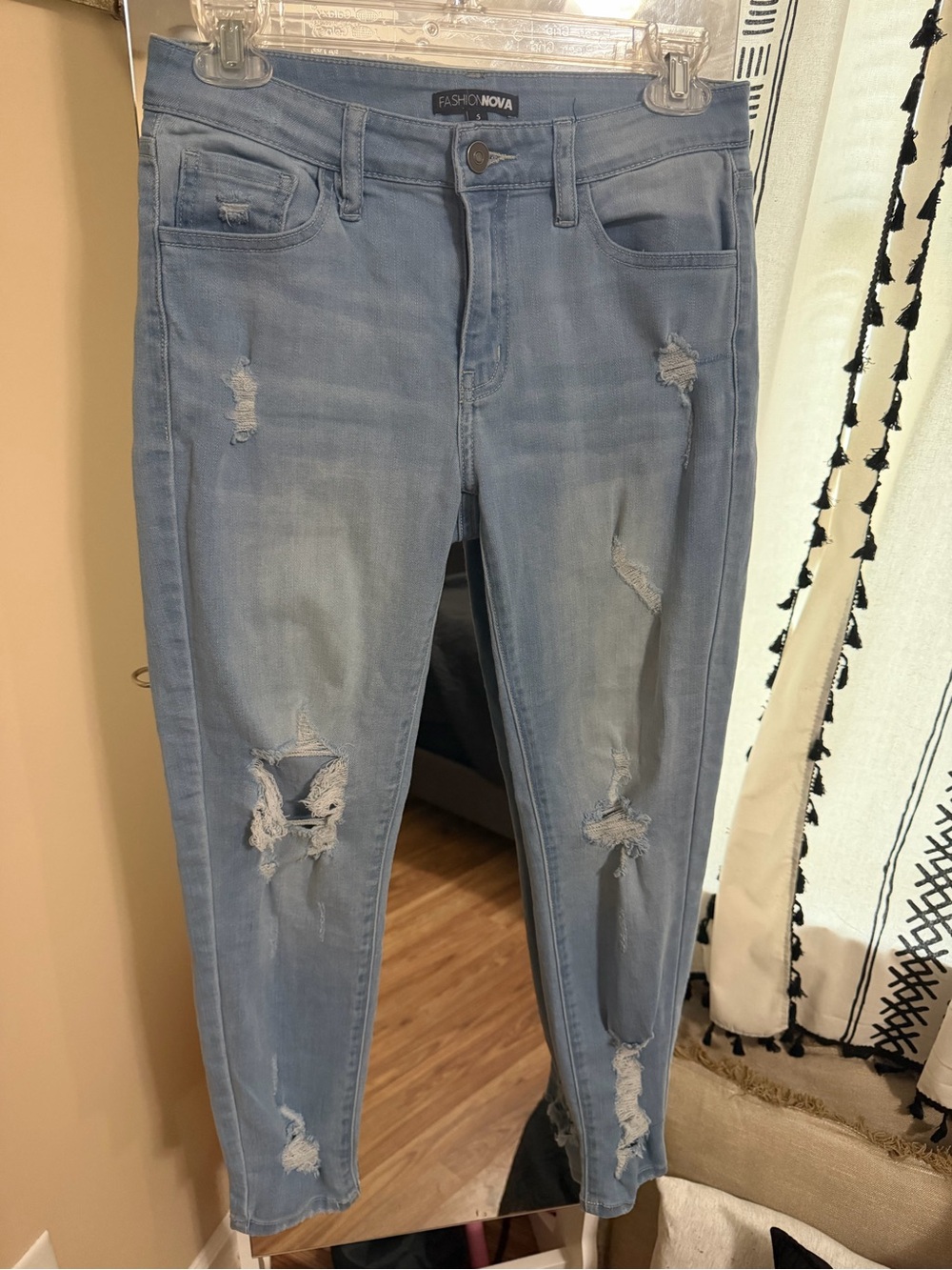 Fashion Nova Light Wash Ripped Skinny Jeans
